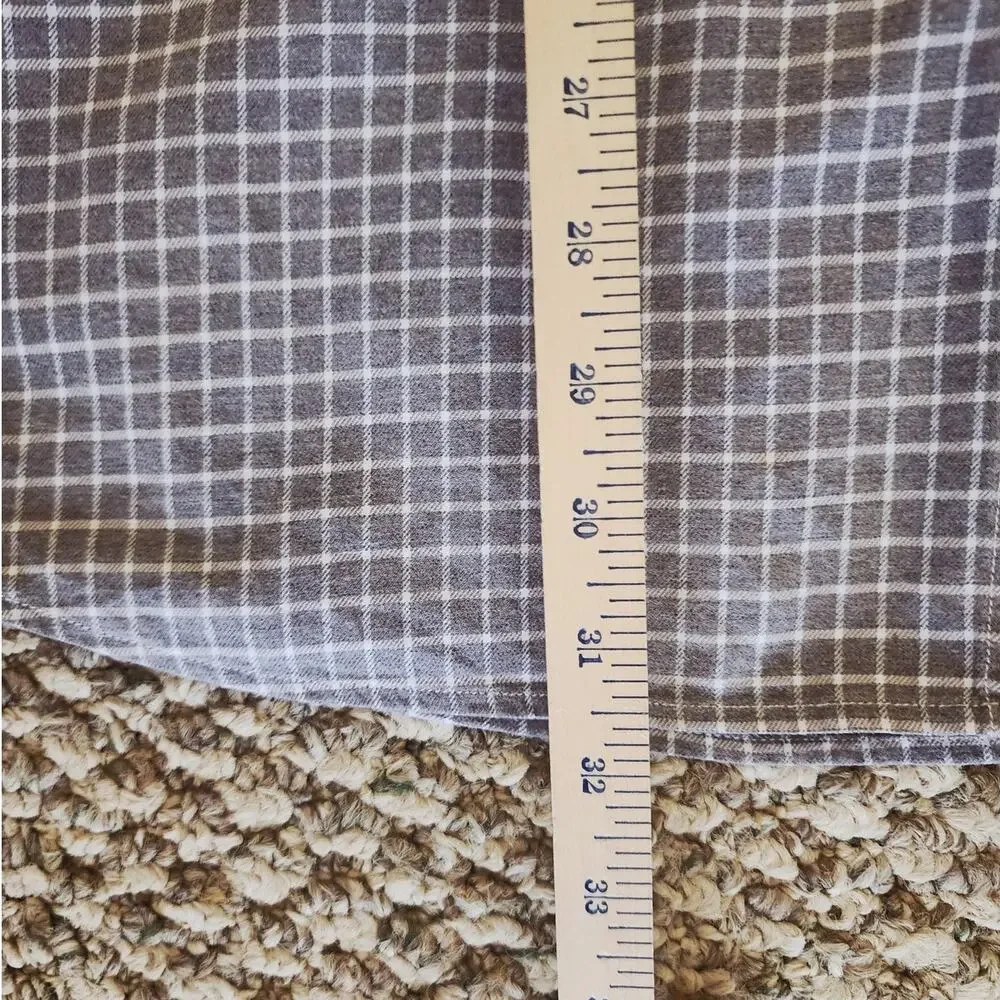 Banana Republic Men's XL Gray White‎ Slim Fit Luxe Flannel Button Down Shirt